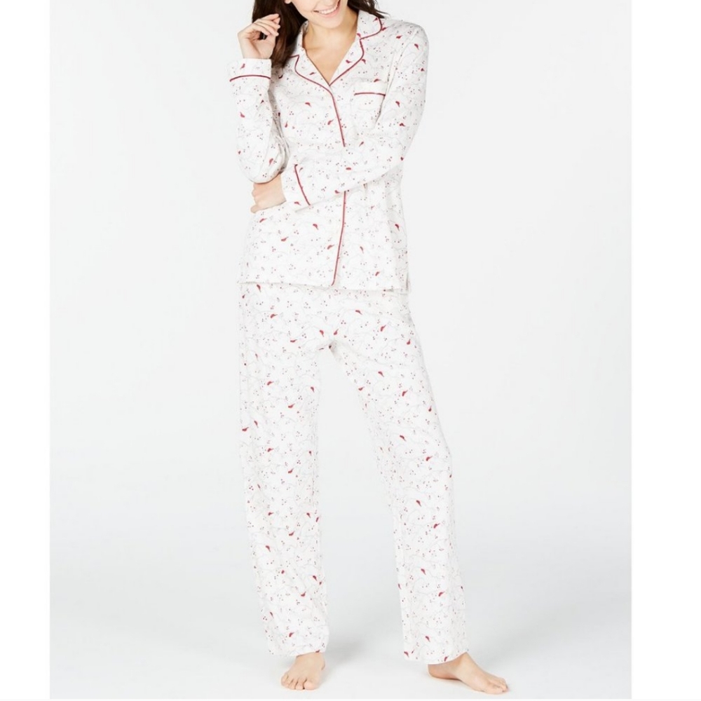 NWT Charter Club Winter Cardinal Flannel PJ set